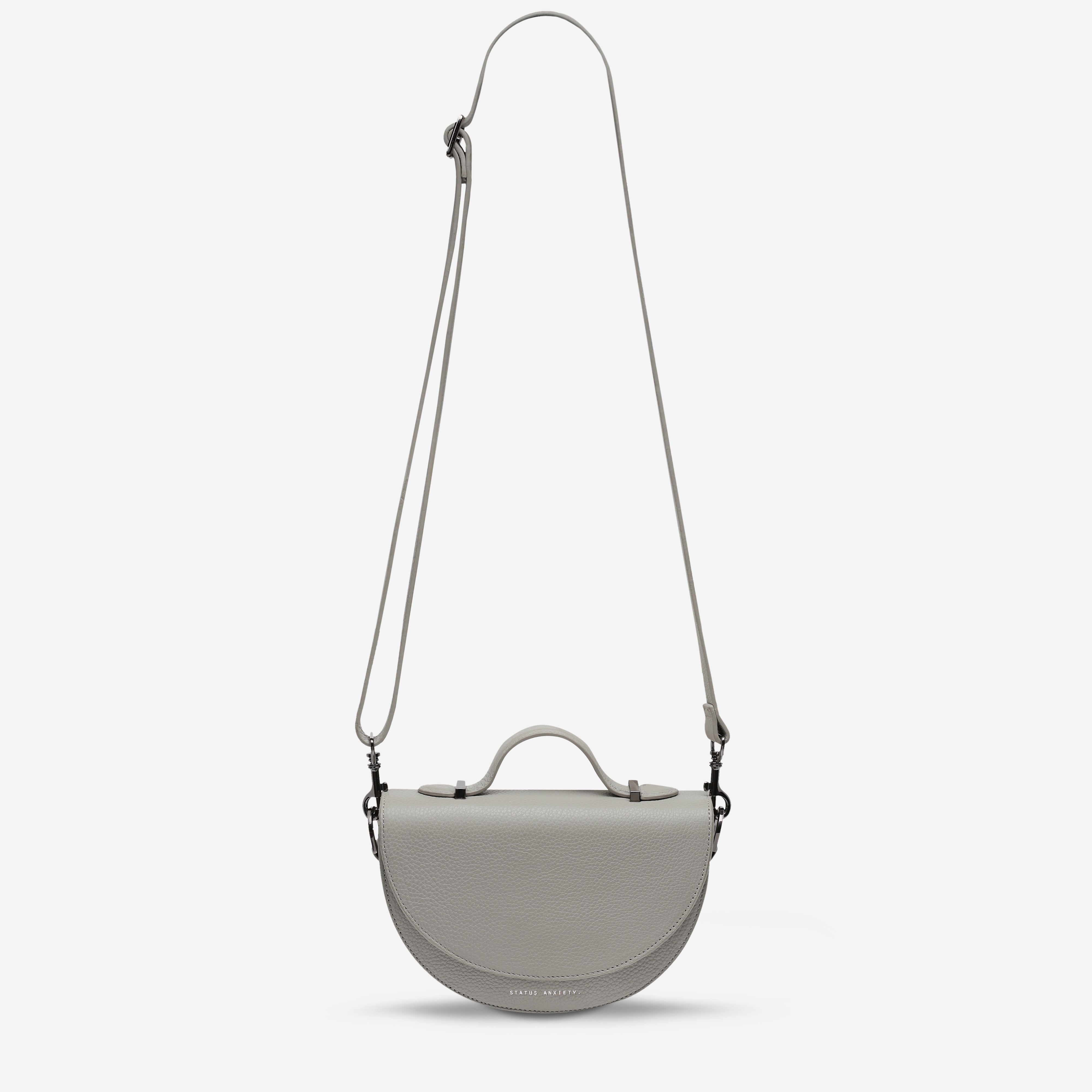All Nighter Women's Light Grey Leather Crossbody Bag Status Anxiety®