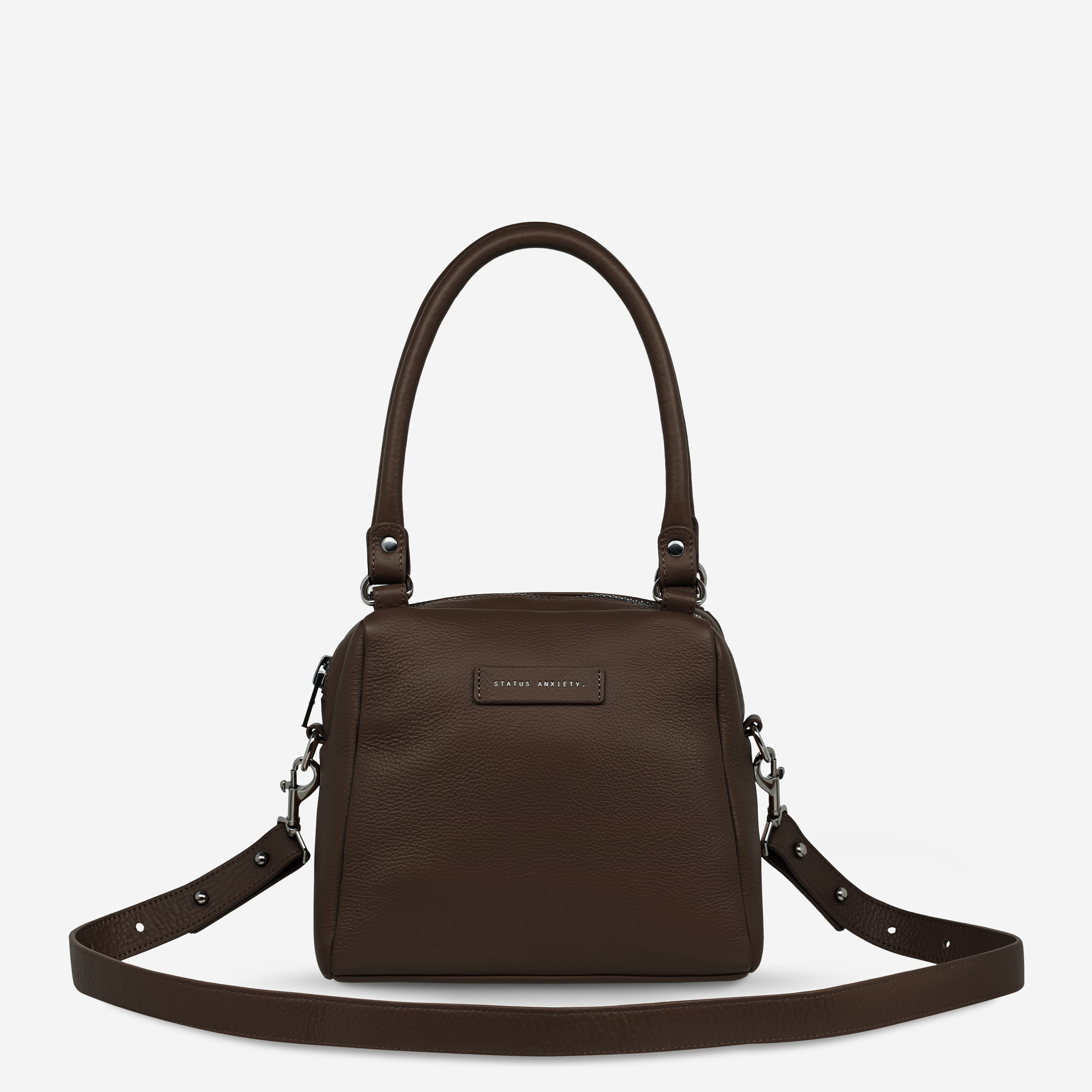 Mini Mountains Women's Cocoa Leather Handbag | Status Anxiety®