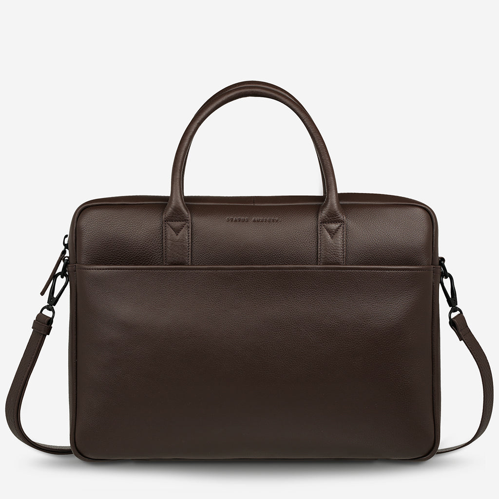 Status Anxiety Dark Brown Pebbled Leather Laptop Tote Women main image 4