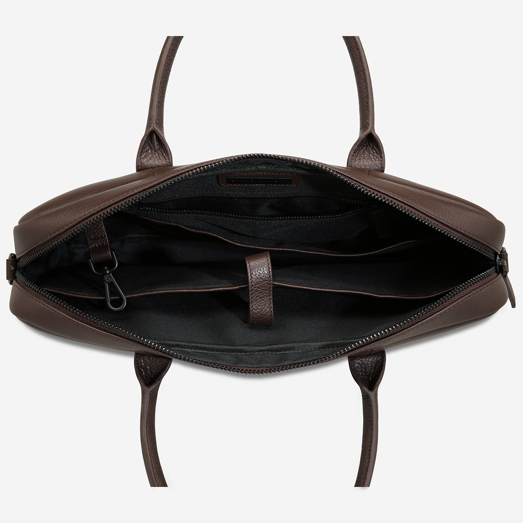 Risking All Cocoa Leather Satchel & Laptop Bag Status Anxiety®