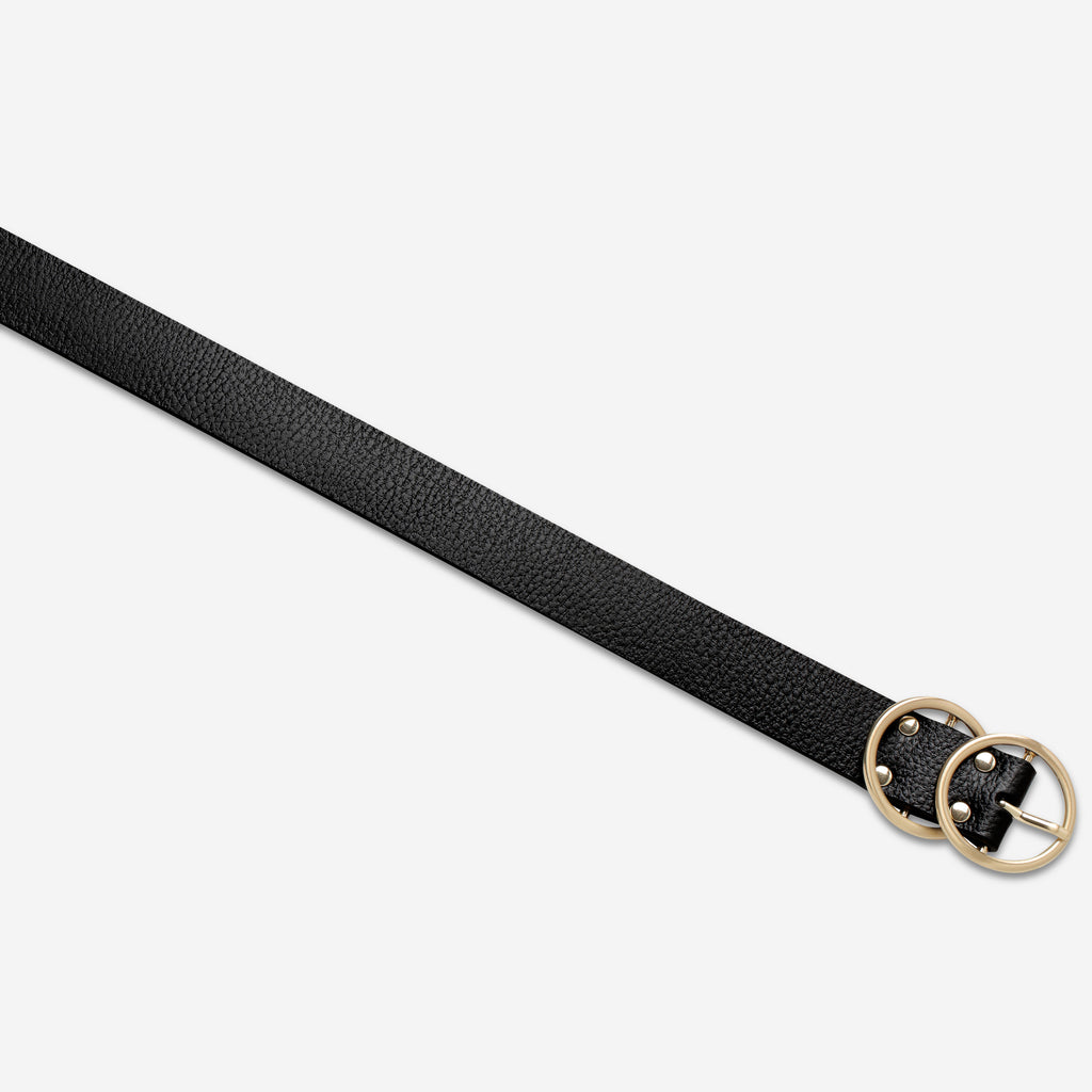 Mislaid Women's Black/Gold Leather Belt Status Anxiety®