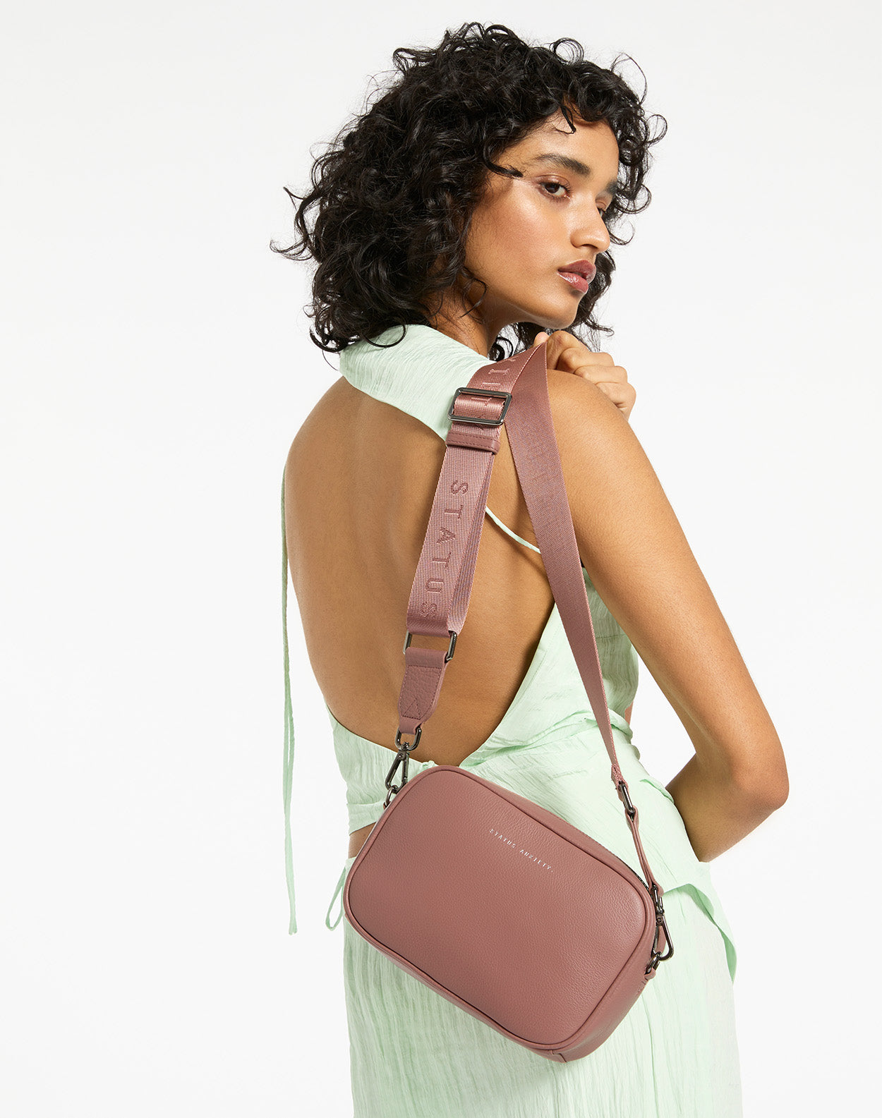 Status Anxiety Plunder With Webbed Strap Leather Crossbody Bag