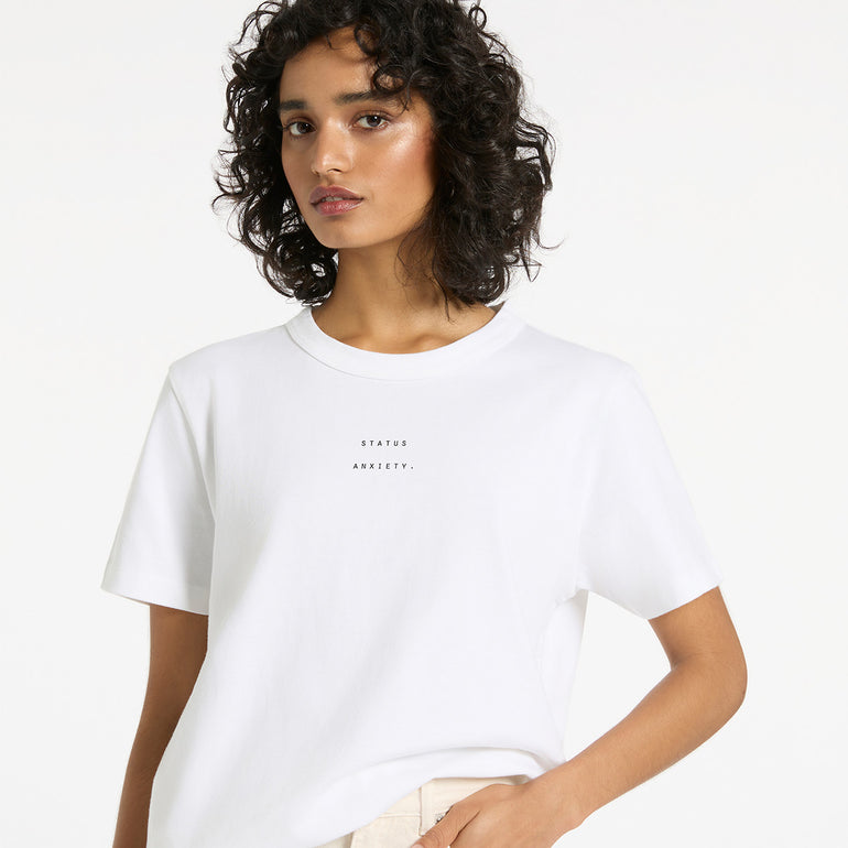 Status Anxiety Feels Right Women's T Shirt Off White with Logo