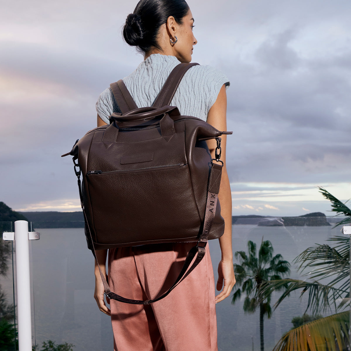 Comes In Waves Cocoa Leather Baby Bag | Status Anxiety®