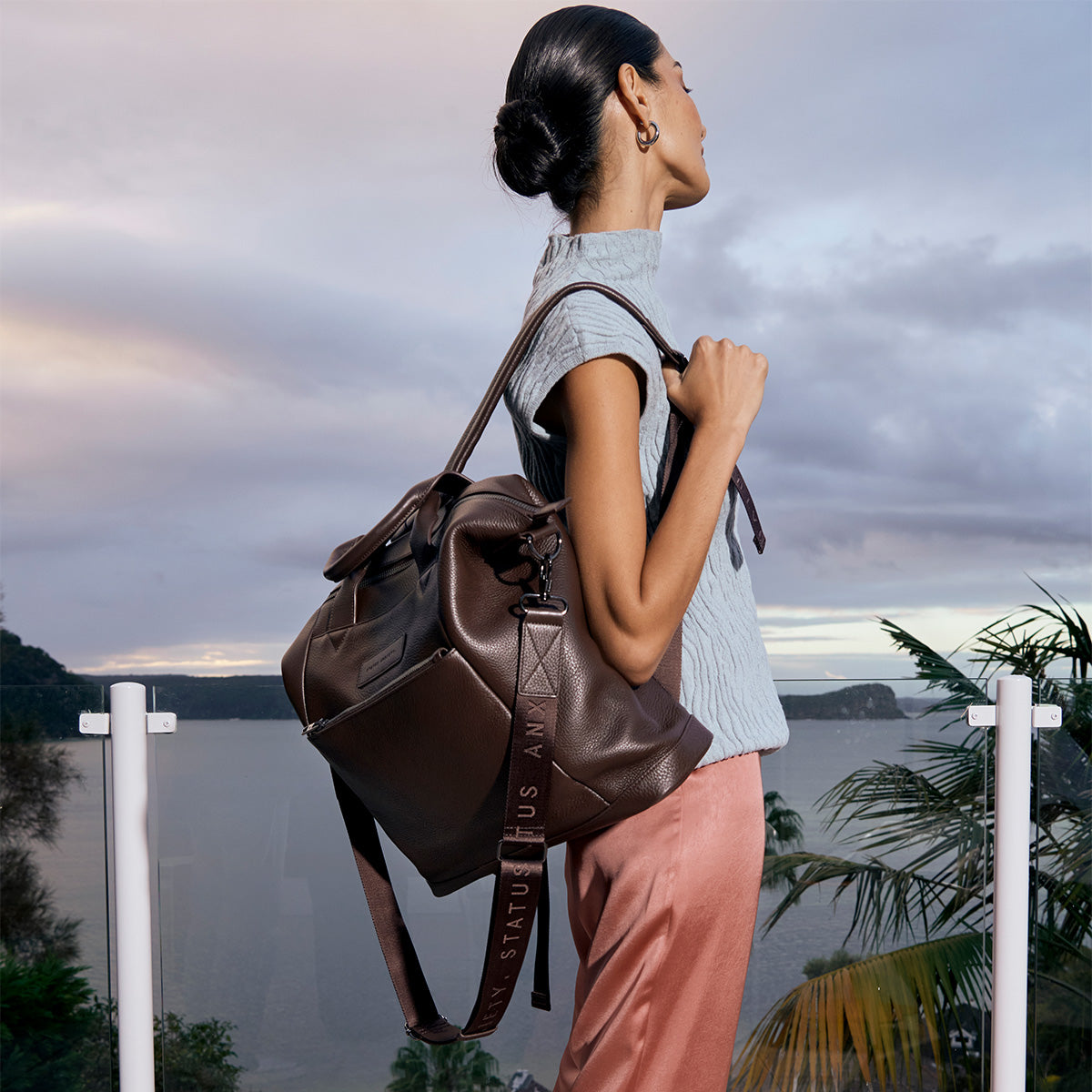 Comes In Waves Cocoa Leather Baby Bag | Status Anxiety®
