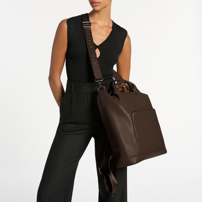 Status Anxiety Comes In Waves Leather Baby Bag Cocoa