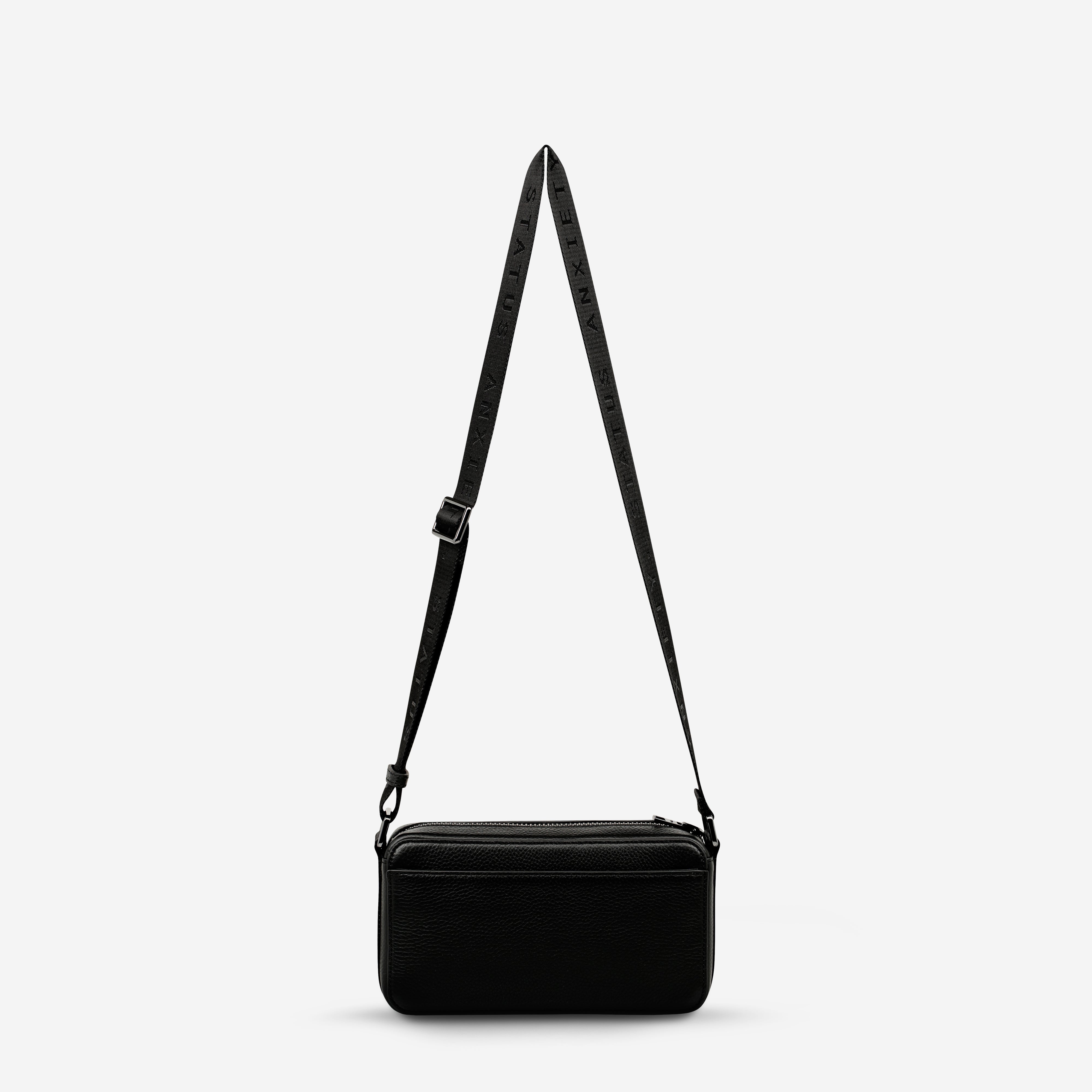Delirium Women's Black Leather Crossbody Bag | Status Anxiety®