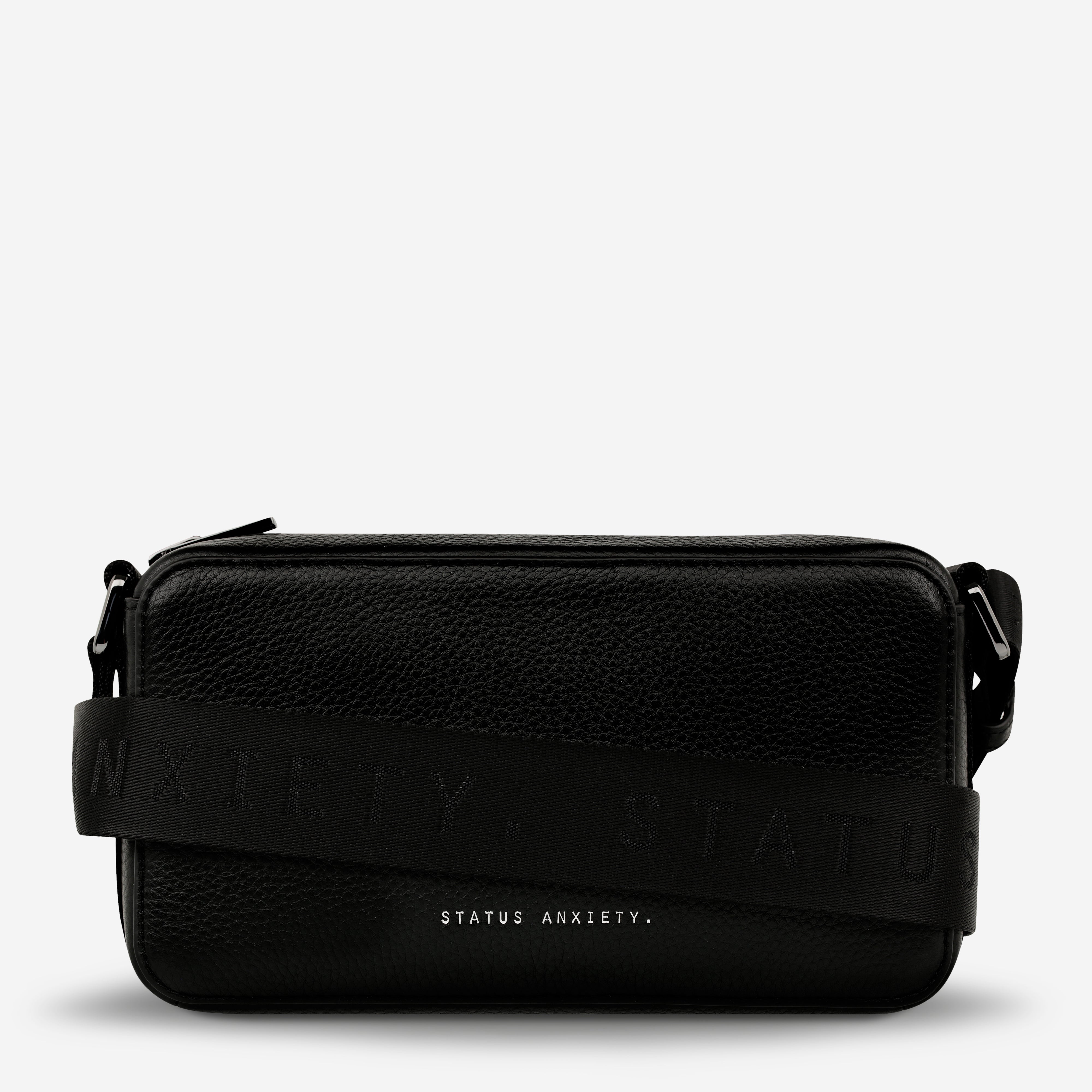 Delirium Women's Black Leather Crossbody Bag | Status Anxiety®