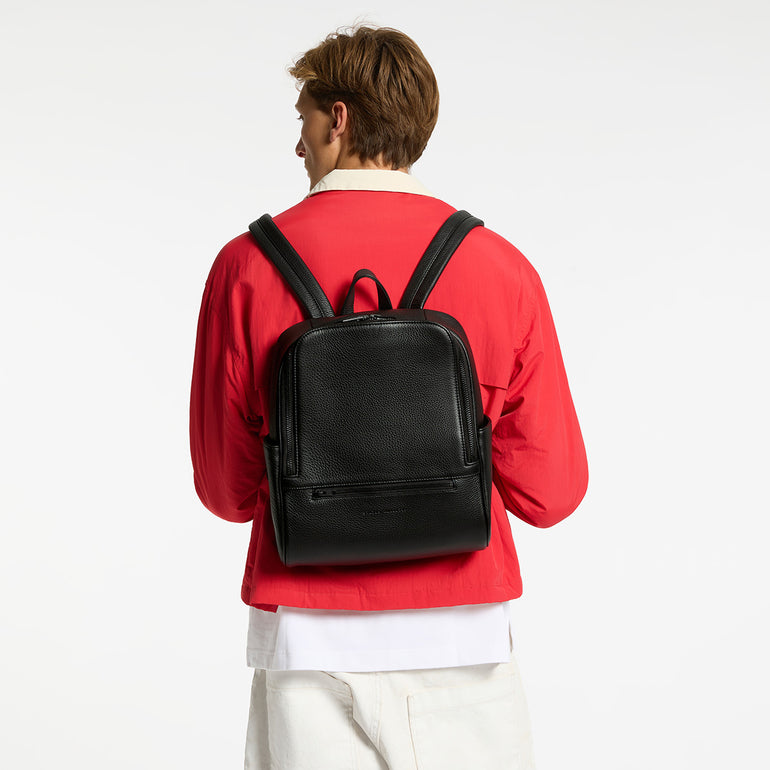 If You Call Women's Black Leather Backpack