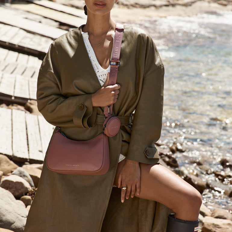 Status Anxiety Dusty Rose Thin Webbed Strap for Bags 
