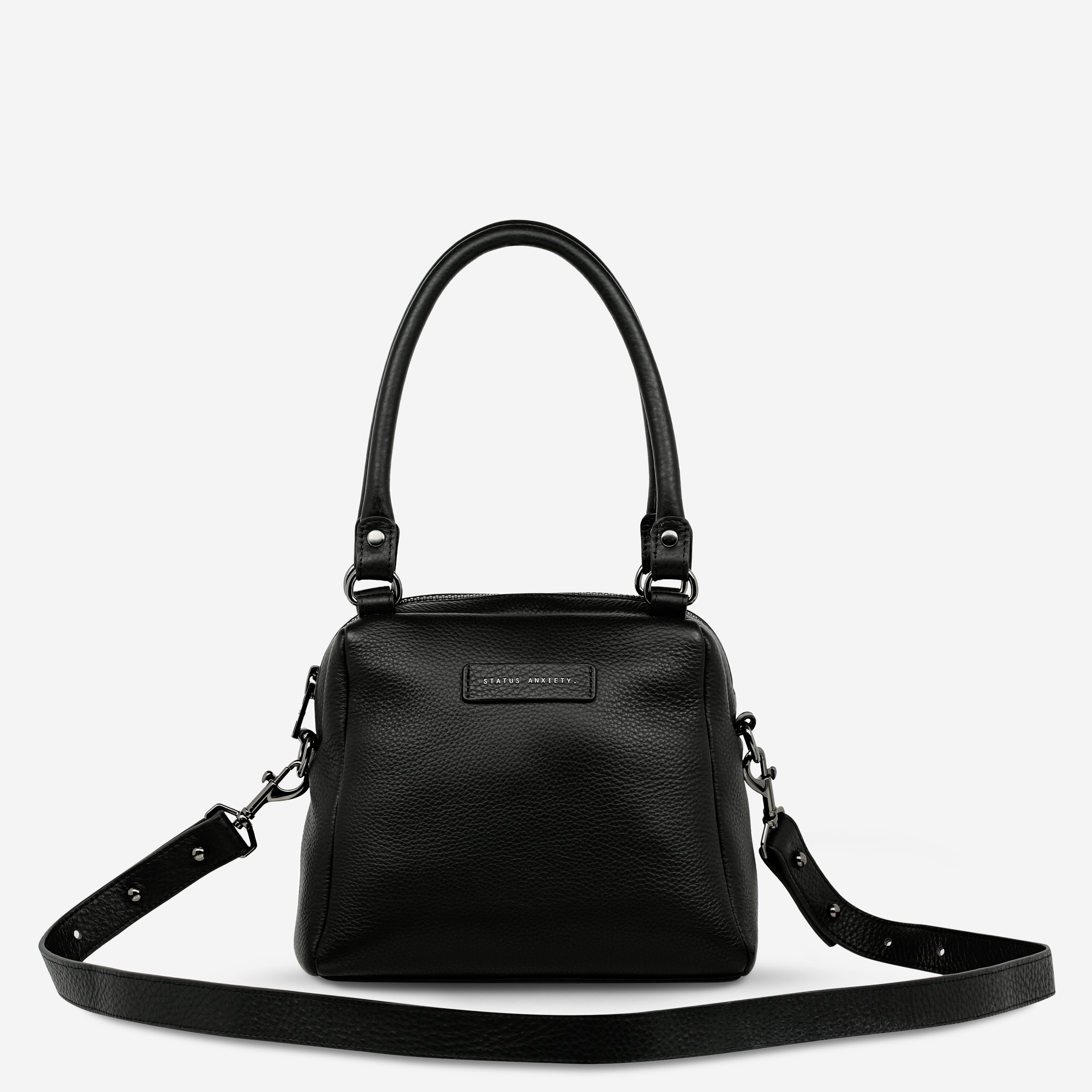 Mini Mountains Women's Black Leather Handbag | Status Anxiety®
