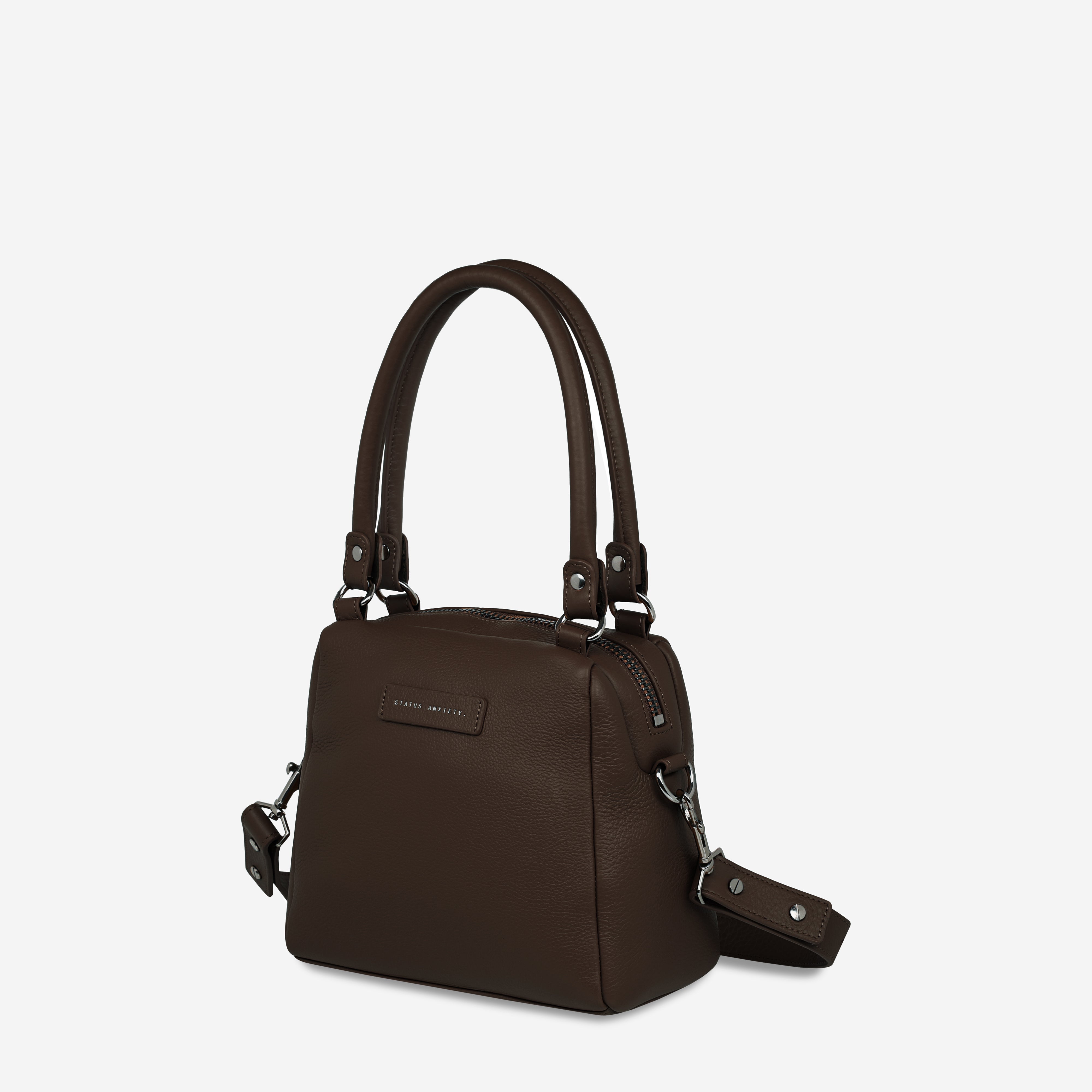 Mini Mountains Women's Cocoa Leather Handbag | Status Anxiety®