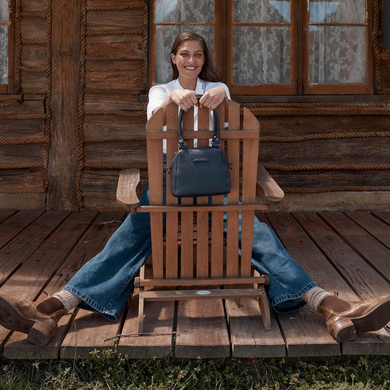 Status Anxiety Mini Mountains Women's Leather Handbag Midnight Blue