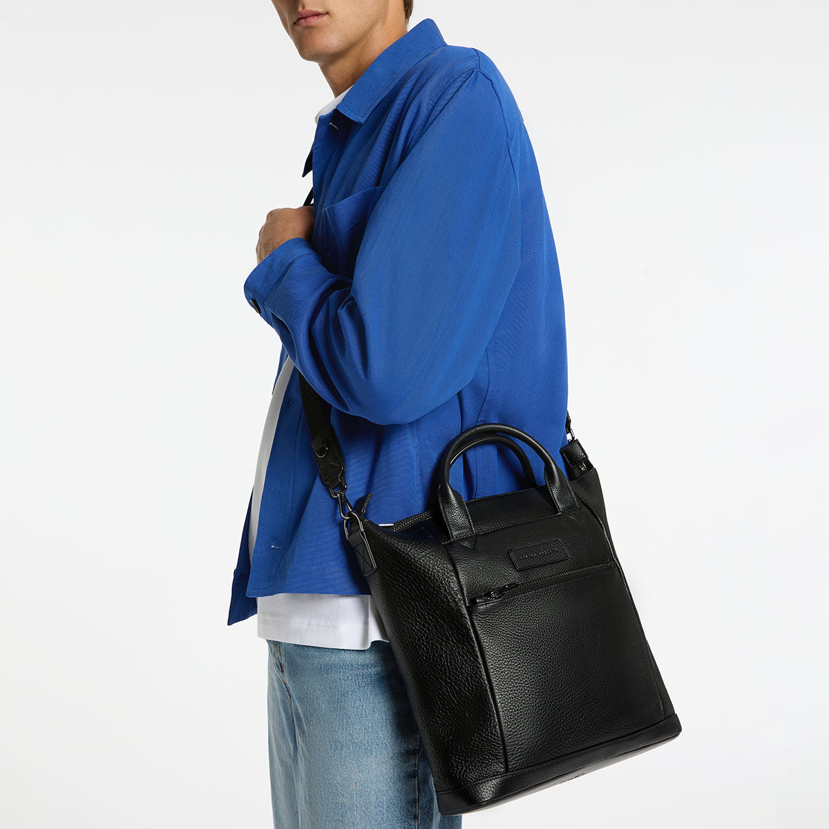 Status Anxiety Mini Waves Black Leather Backpack For Men