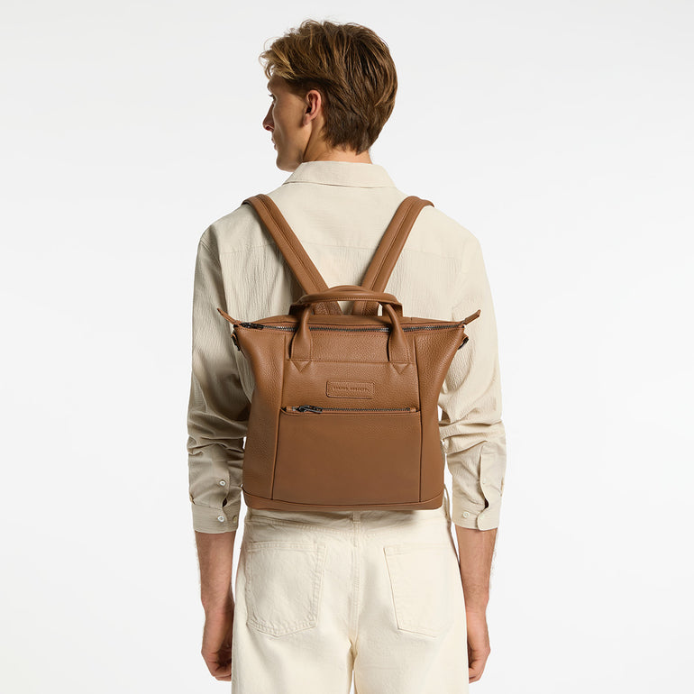 camel leather backpack Mini Waves Camel Leather Backpack