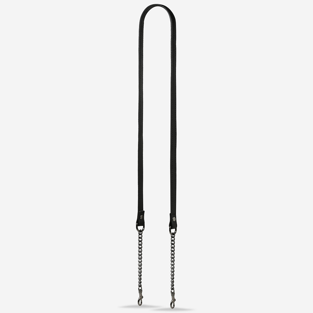 LEATHER STRAP WITH CHAIN - black