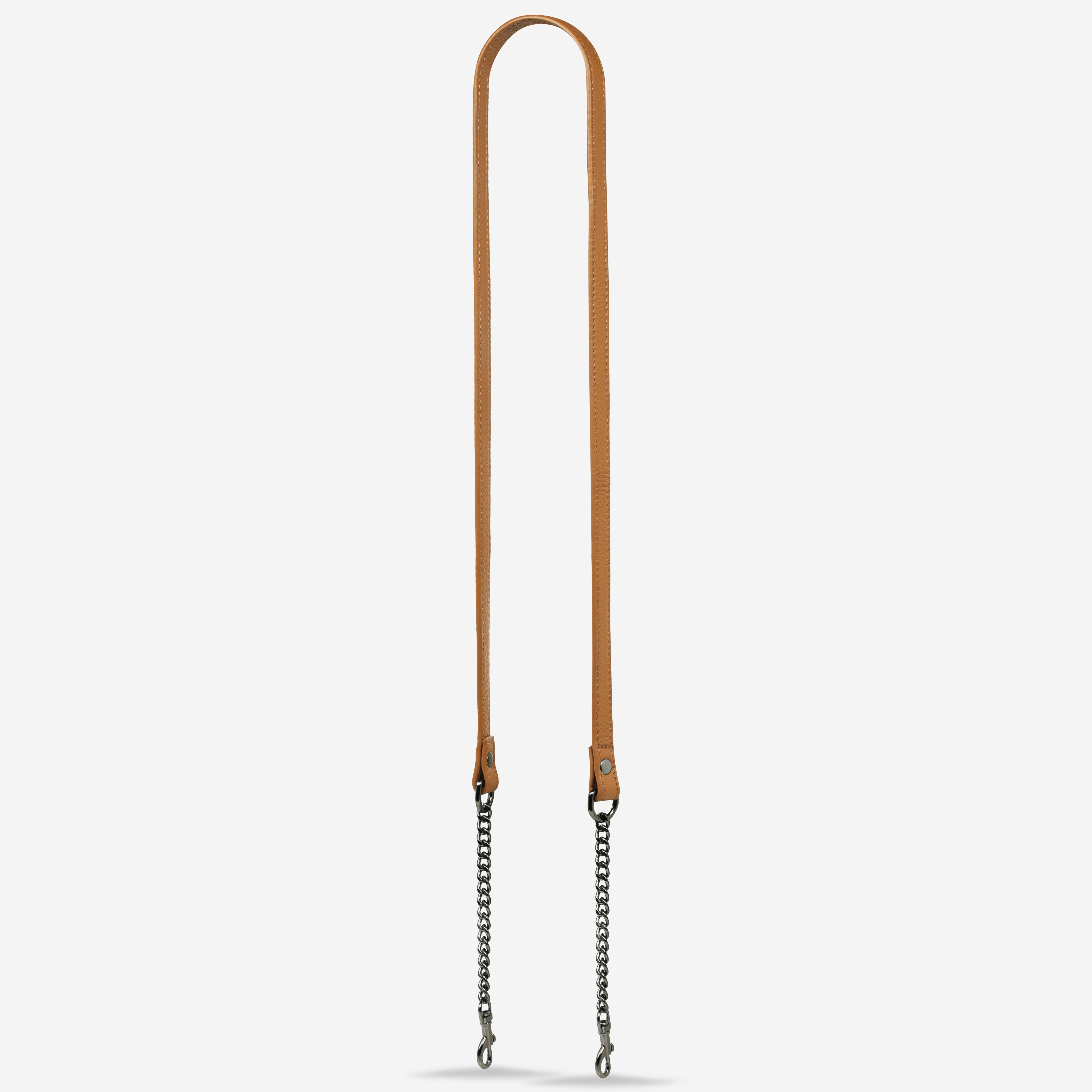 LEATHER STRAP WITH CHAIN - tan