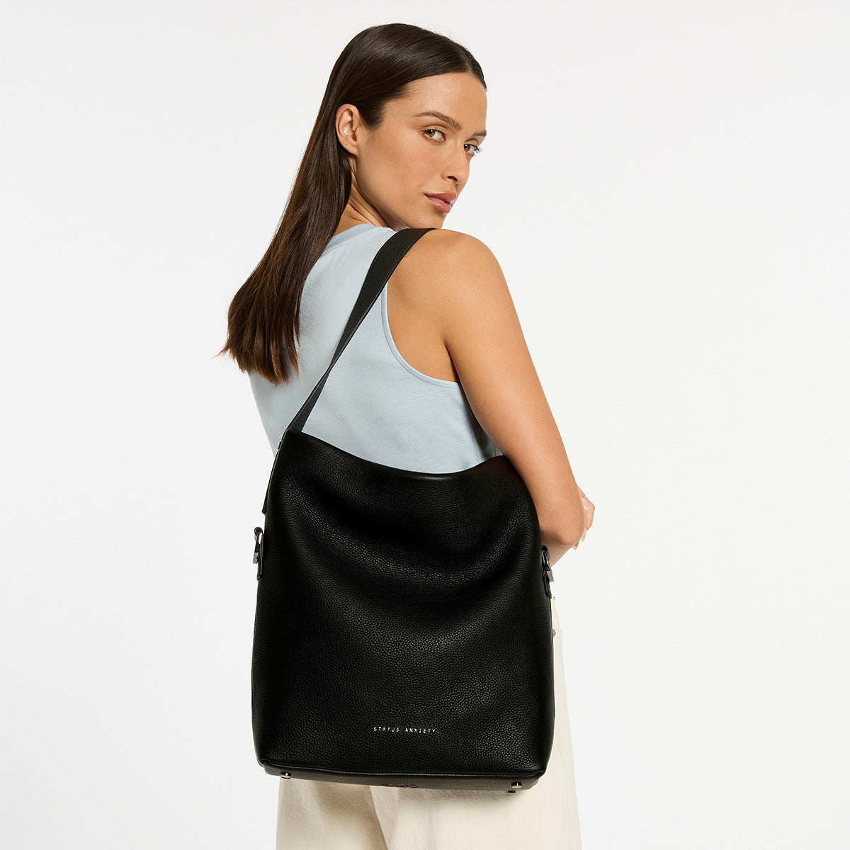 Ready and Willing Women's Black Leather Tote Bag | Status Anxiety®