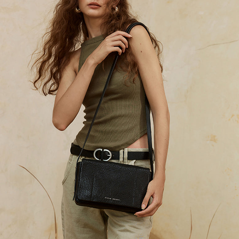 Status Anxiety Succumb Women's Leather Crossbody Bag Black Bubble