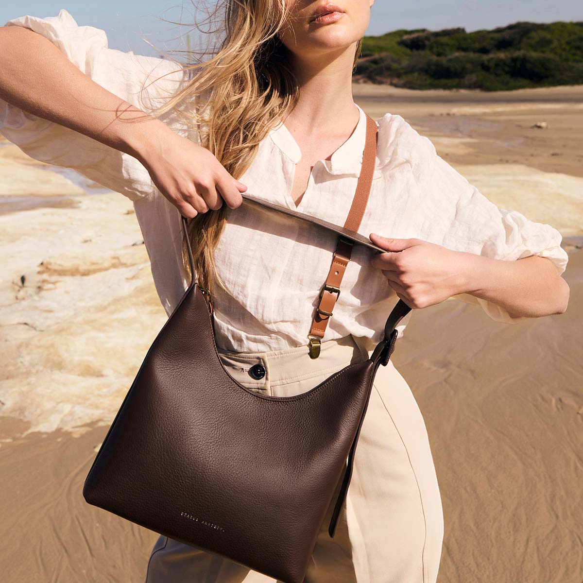 Status Anxiety Take You Higher Women's Leather Tote Bag Cocoa