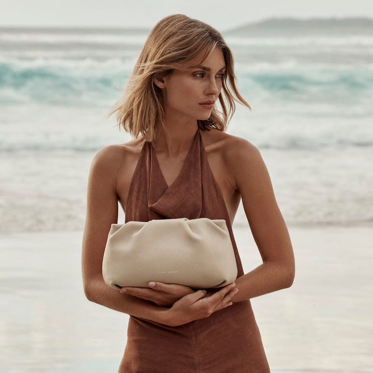 Status Anxiety The Moment Women's Leather Clutch Oat