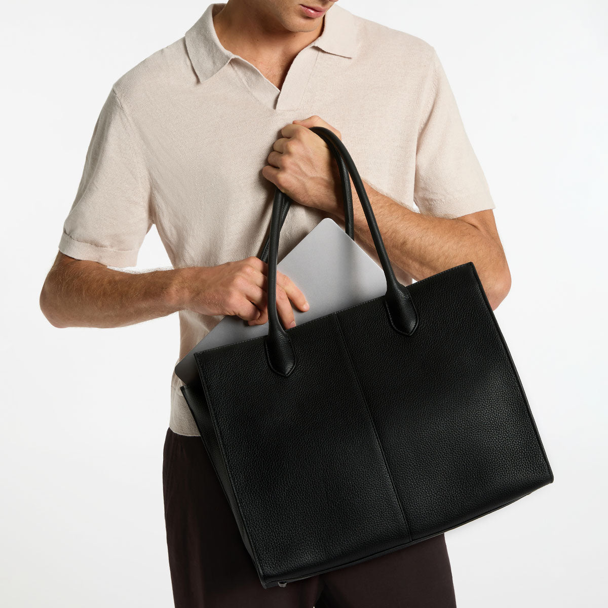 Status Anxiety Without Warning Leather Tote Bag Black
