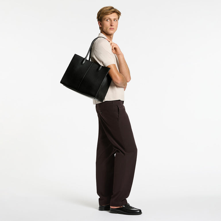 Status Anxiety Without Warning Leather Tote Bag Black