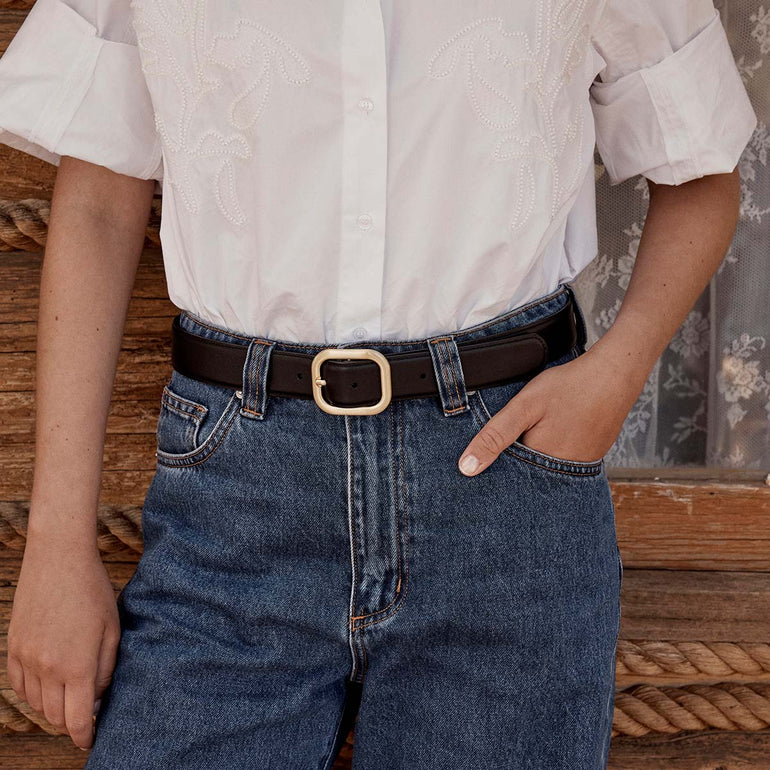 Status Anxiety Falling Quiet Women's Leather Belt Black/Gold