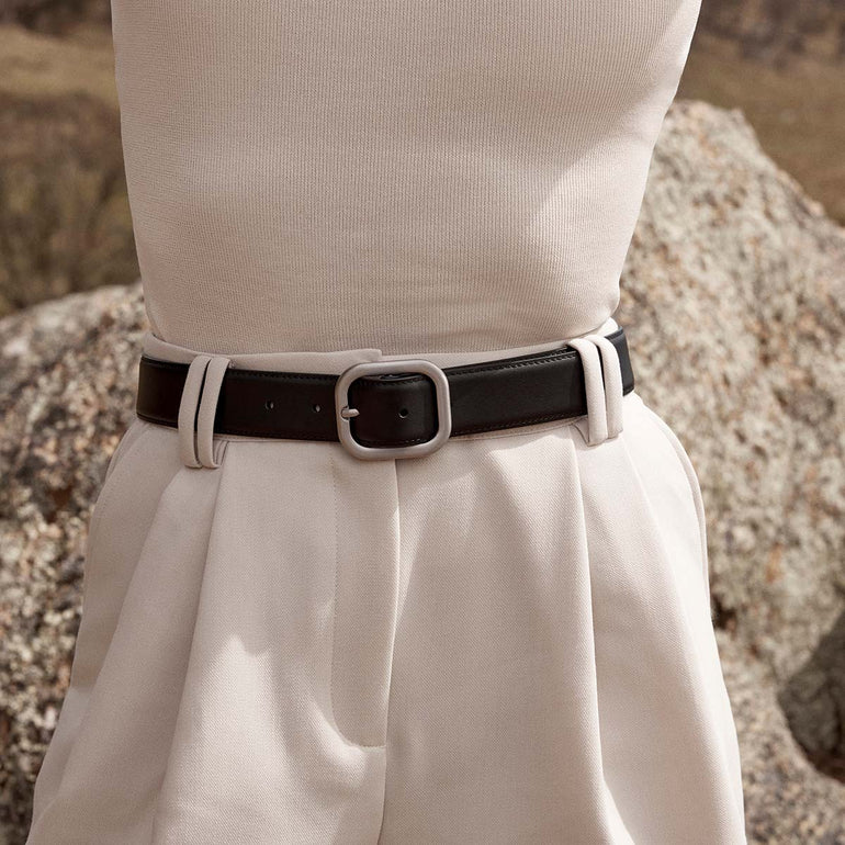 Status Anxiety Falling Quiet Women's Leather Belt Black/Silver