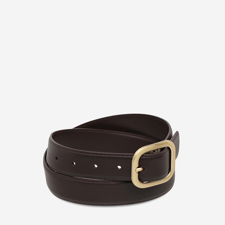 Status Anxiety Falling Quiet Women's Leather Belt Choc/Gold