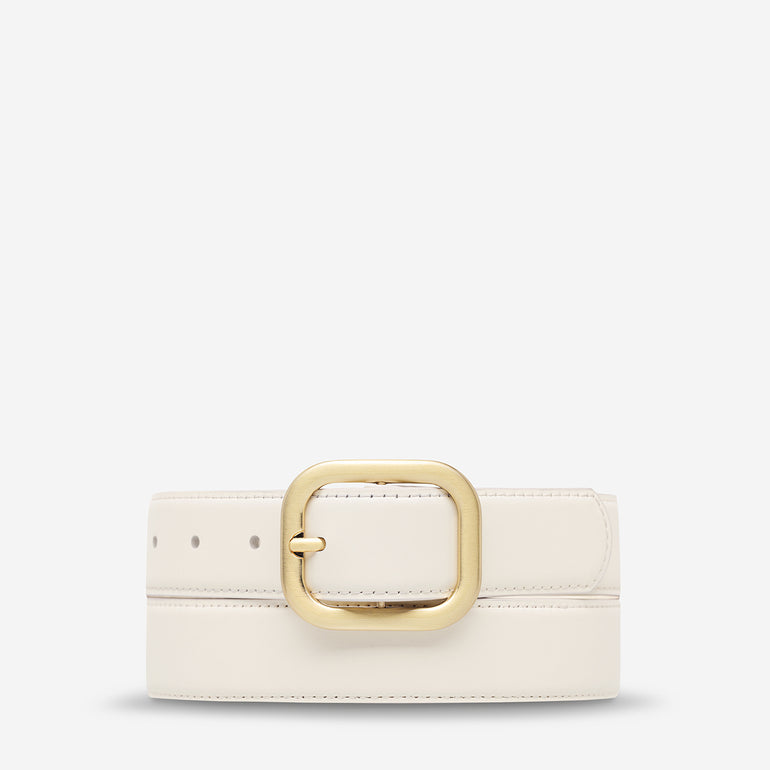 Status Anxiety Falling Quiet Women's Leather Belt Ivory/Gold
