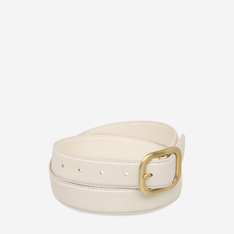 Status Anxiety Falling Quiet Women's Leather Belt Ivory/Gold