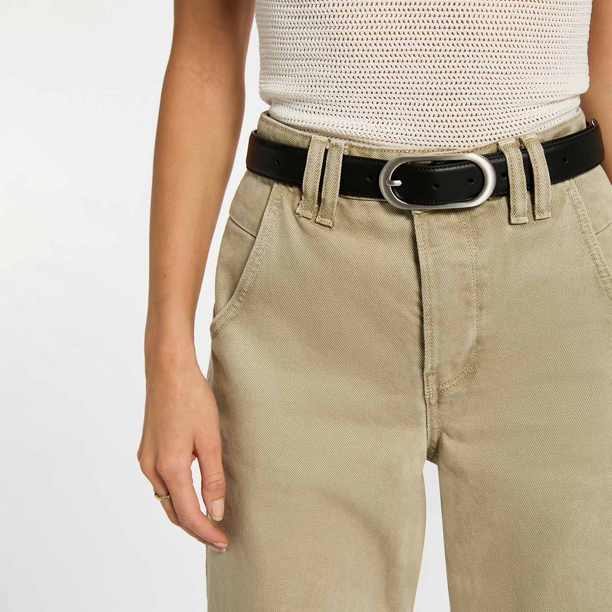 Status Anxiety Final Loop Women's Leather Belt Black/Silver