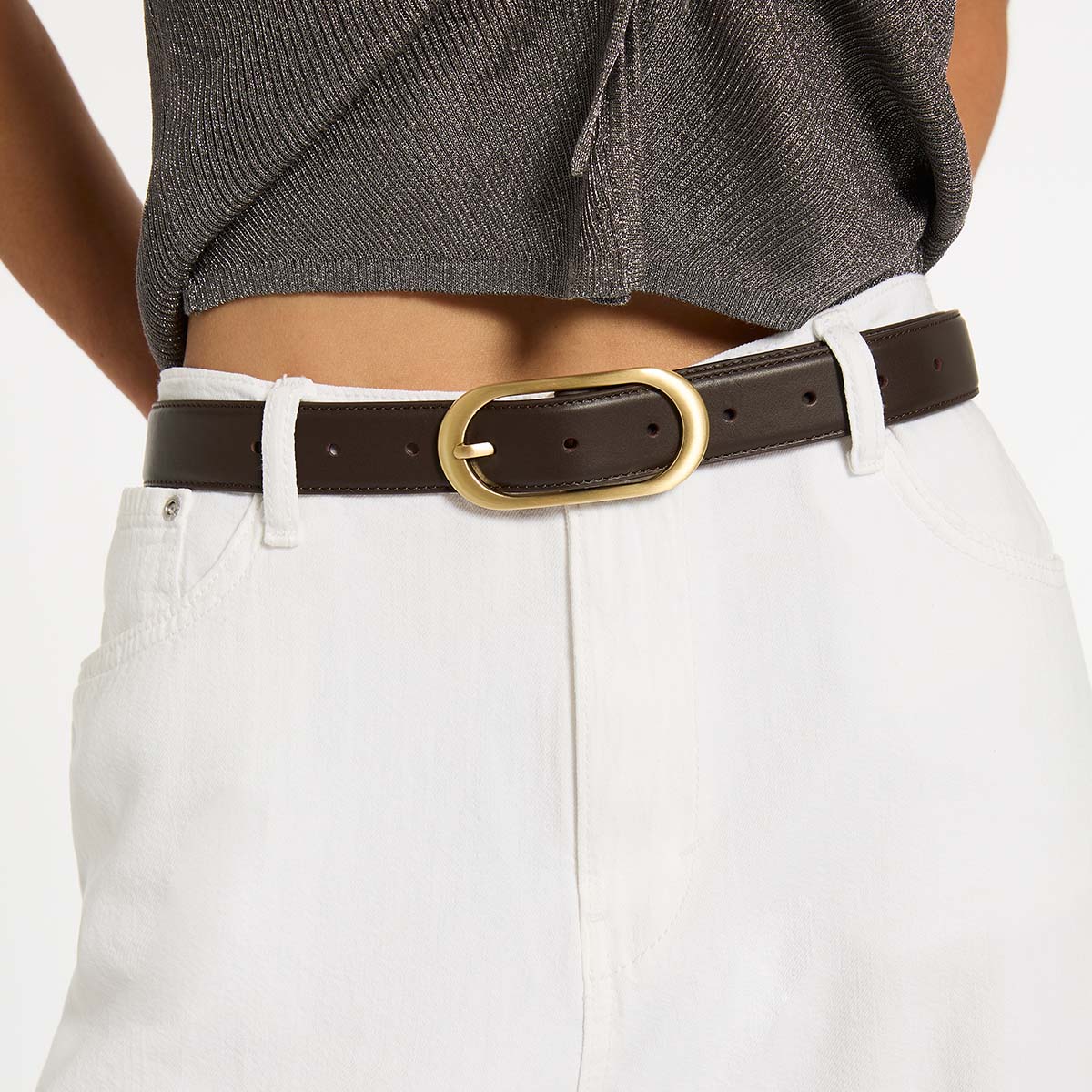 Status Anxiety Final Loop Women's Leather Belt Choc/Gold