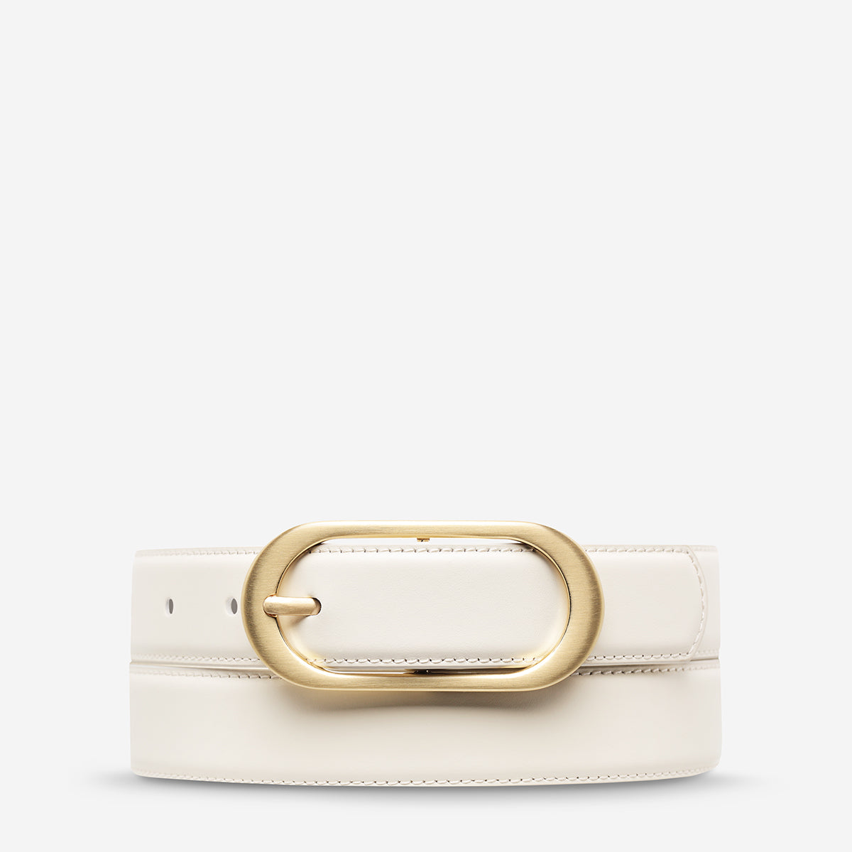 Status Anxiety Final Loop Women's Leather Belt Ivory/Gold