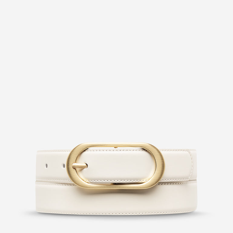 Status Anxiety Final Loop Women's Leather Belt Ivory/Gold