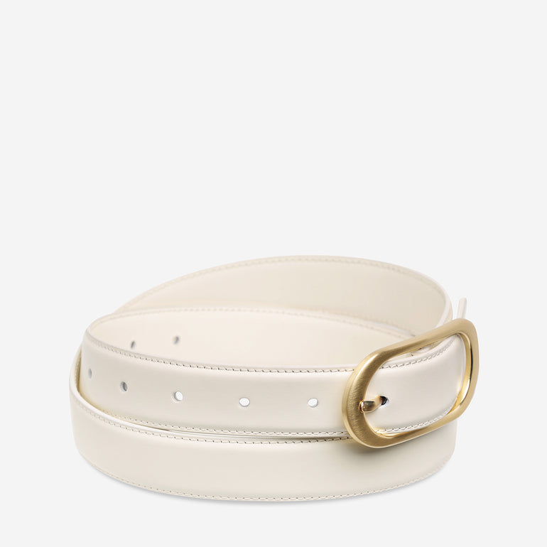 Status Anxiety Final Loop Women's Leather Belt Ivory/Gold