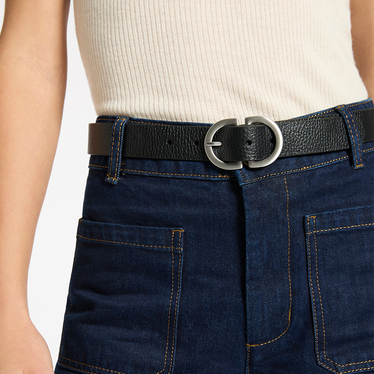 Status Anxiety In Reverse Women's Leather Belt Black