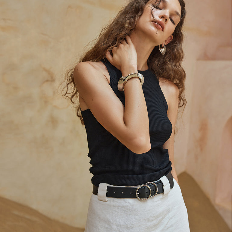 Status Anxiety Mislaid Women's Leather Belt Black / Silver