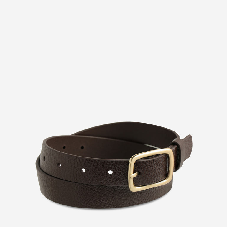 Status Anxiety Nobody's Fault Women's Leather Belt Choc/Gold