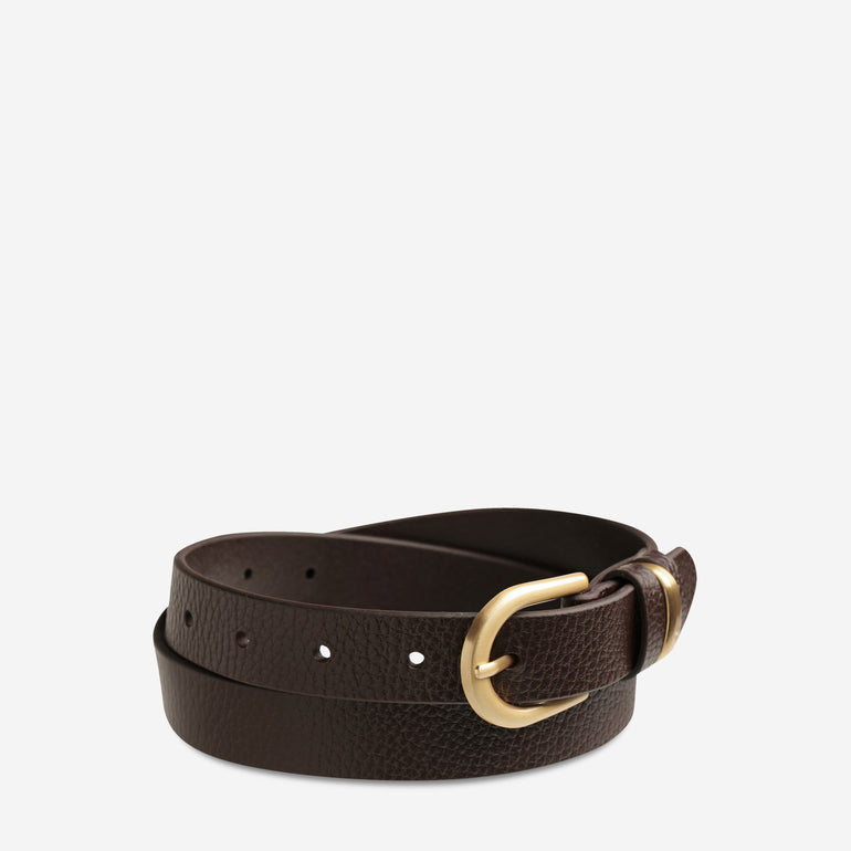 Status Anxiety Over and Over Women's Leather Belt Choc / Gold