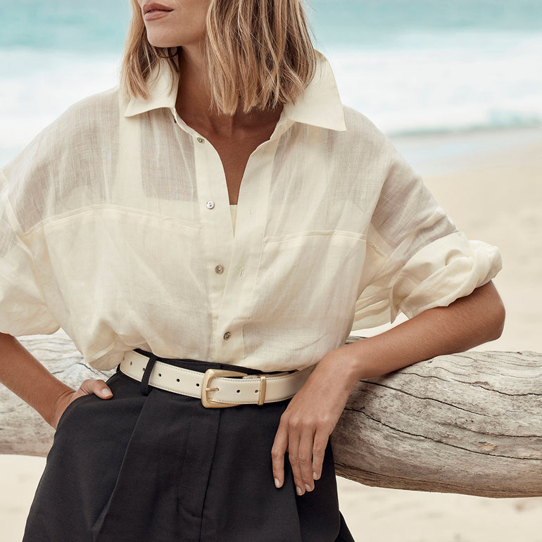 Status Anxiety Some time later Women's Leather Belt Ivory/Gold