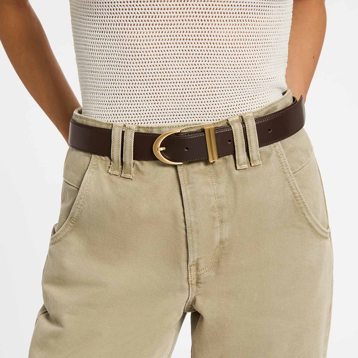 Status Anxiety Under Your Spell Women's Leather Belt Choc/Gold