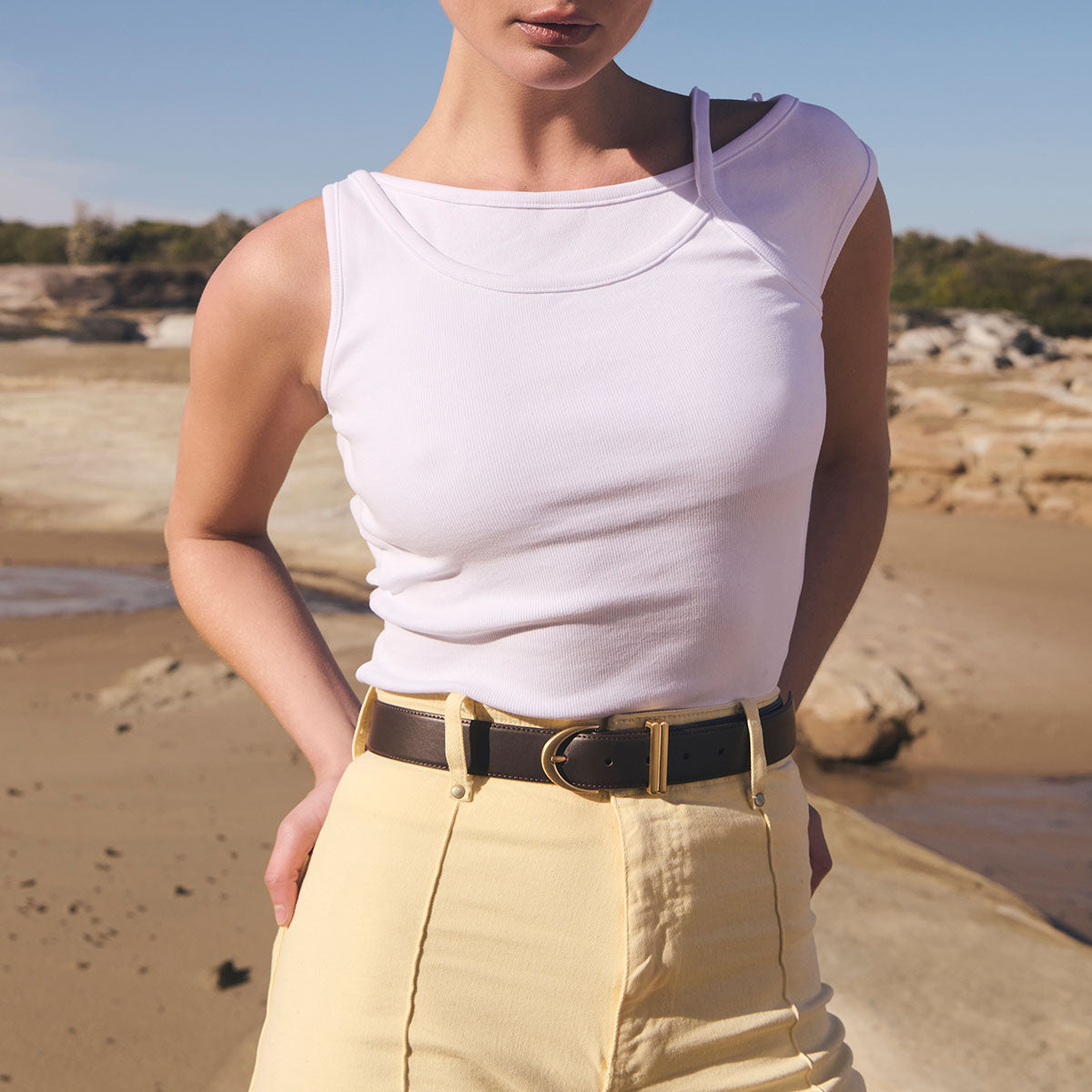 Status Anxiety Under Your Spell Women's Leather Belt Choc/Gold