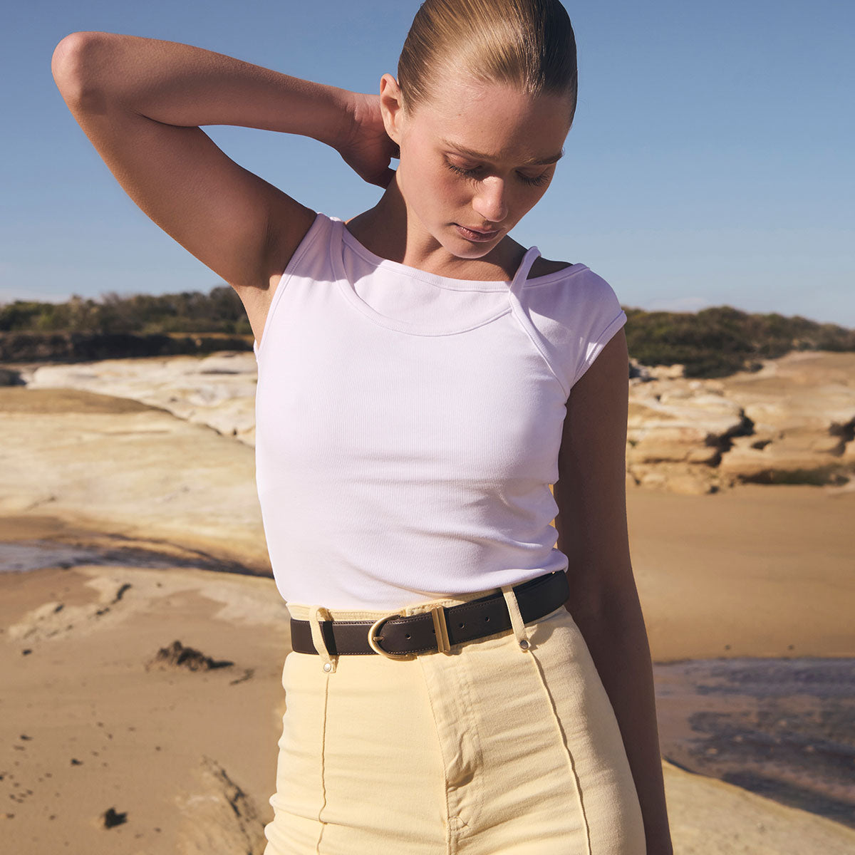 Status Anxiety Under Your Spell Women's Leather Belt Choc/Gold