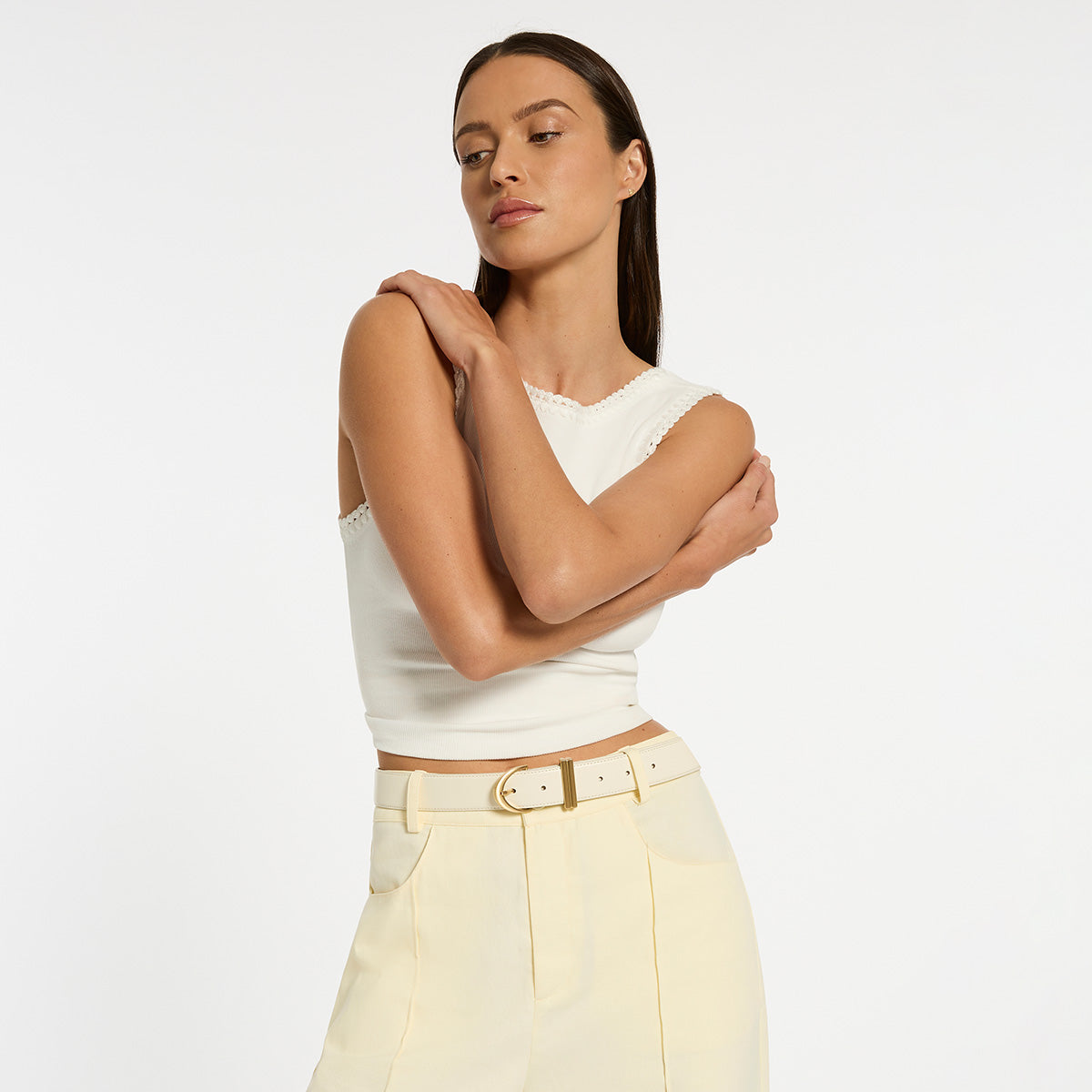 Status Anxiety Under Your Spell Women's Leather Belt Ivory/Gold