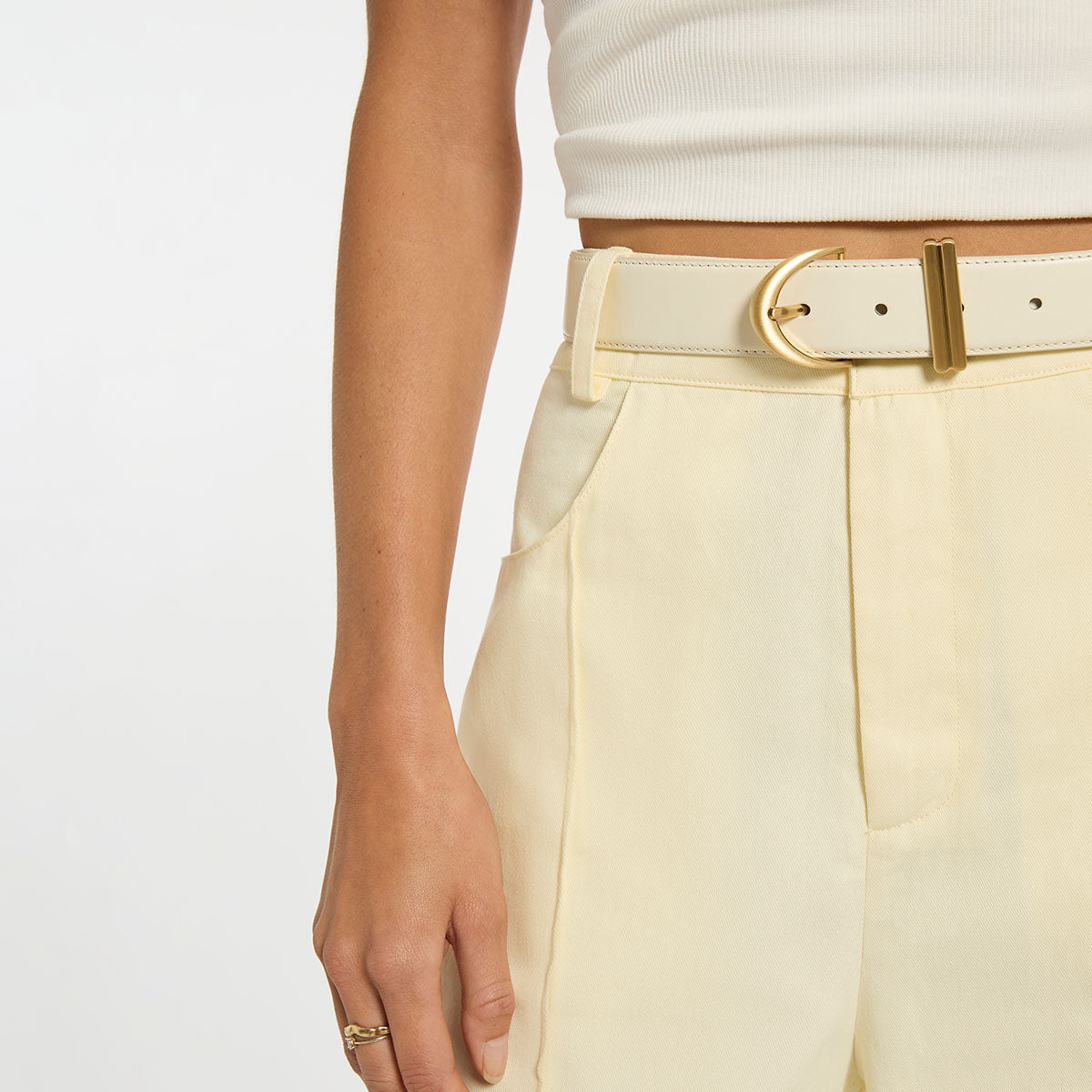 Status Anxiety Under Your Spell Women's Leather Belt Ivory/Gold