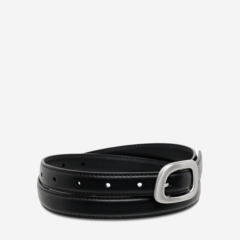 Status Anxiety Where it Leads Women's Leather Belt Black/Silver
