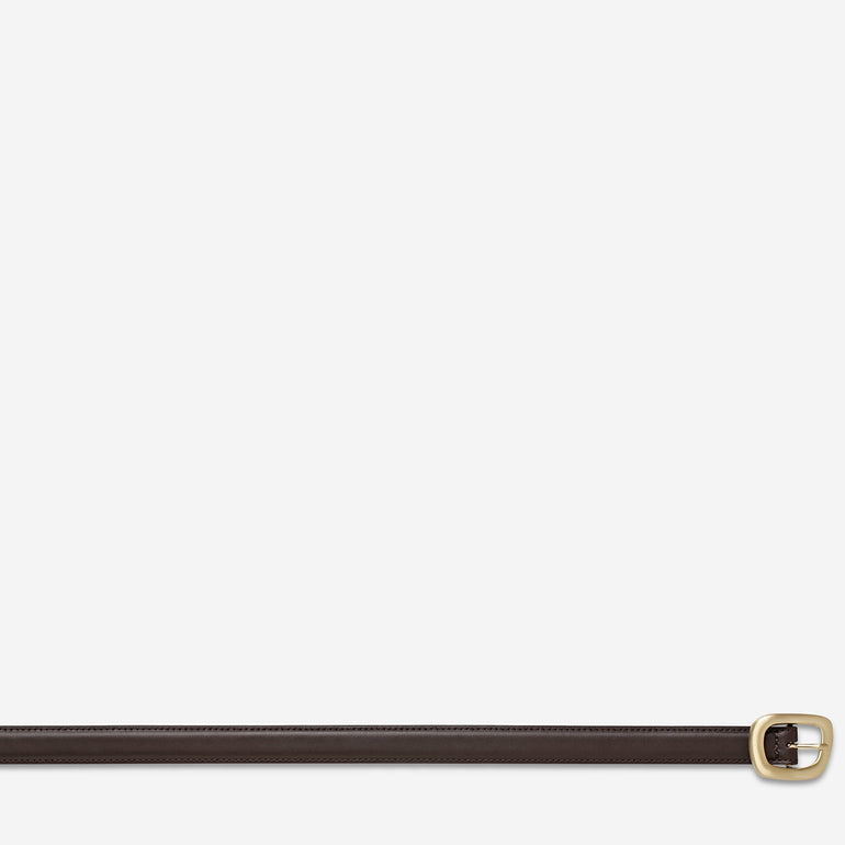 Status Anxiety Where it Leads Women's Leather Belt Choc/Gold