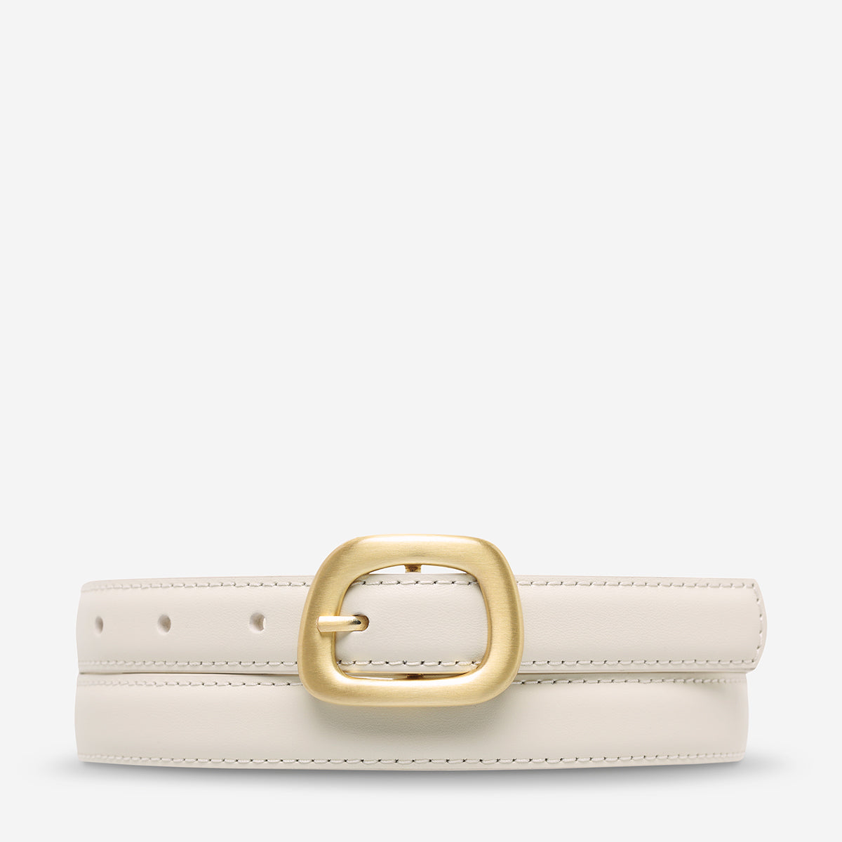 Status Anxiety Where it Leads Women's Leather Belt Ivory/Gold